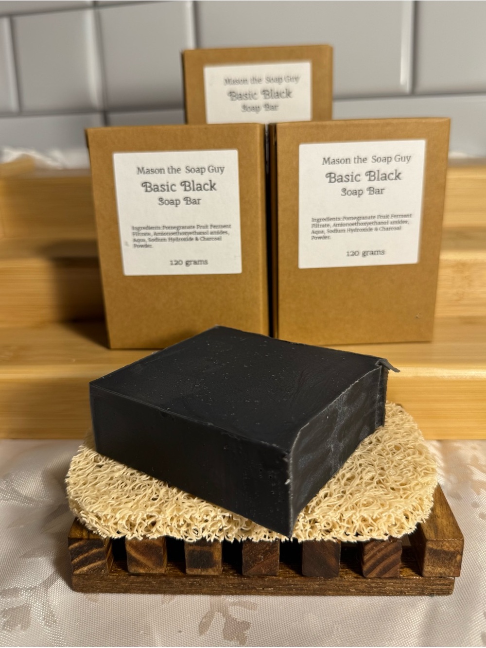 Vegan Basic Black Soap Bar - Pure Charcoal Cleansing (Black)